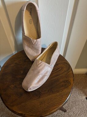 Toms Metallic Blush Slip-On Flats